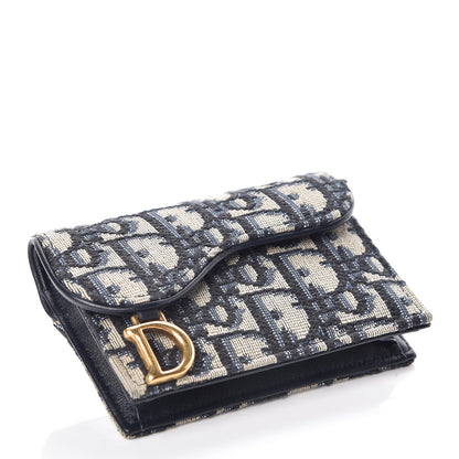 Christian Dior Oblique Saddle Card Holder Blue 4 of 8