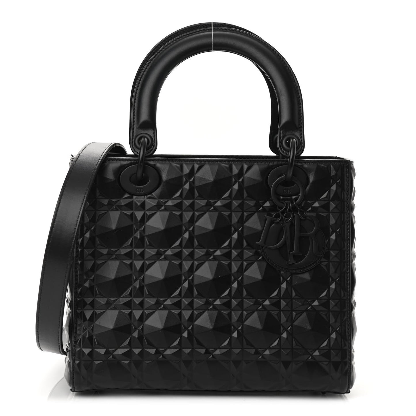 Calfskin Cannage Diamond Cannage Medium Lady Dior Black