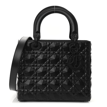 Christian Dior Calfskin Cannage Diamond Cannage Medium Lady Dior Black 1 of 10