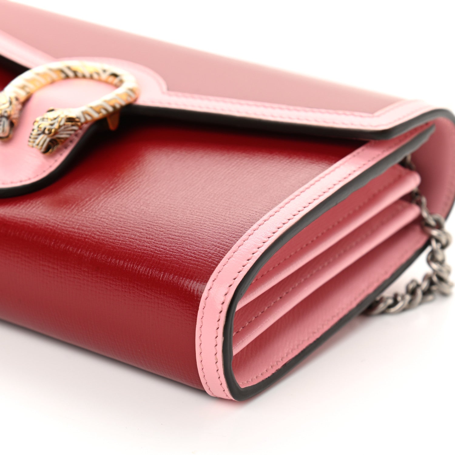 Gucci Azalea Calfskin Enamel Mini Dionysus Chain Wallet New Cherry Red Wild Rose Off White 9 of 10
