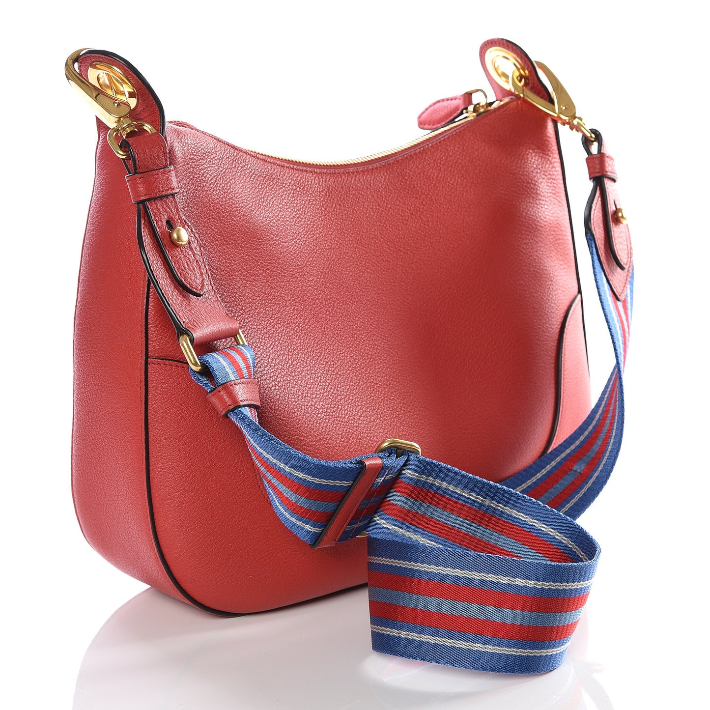 Vitello Phenix Zippered Messenger Hobo Rosso