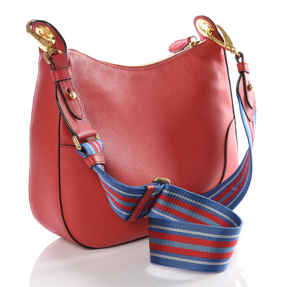 Prada Vitello Phenix Zippered Messenger Hobo Rosso 2 of 9