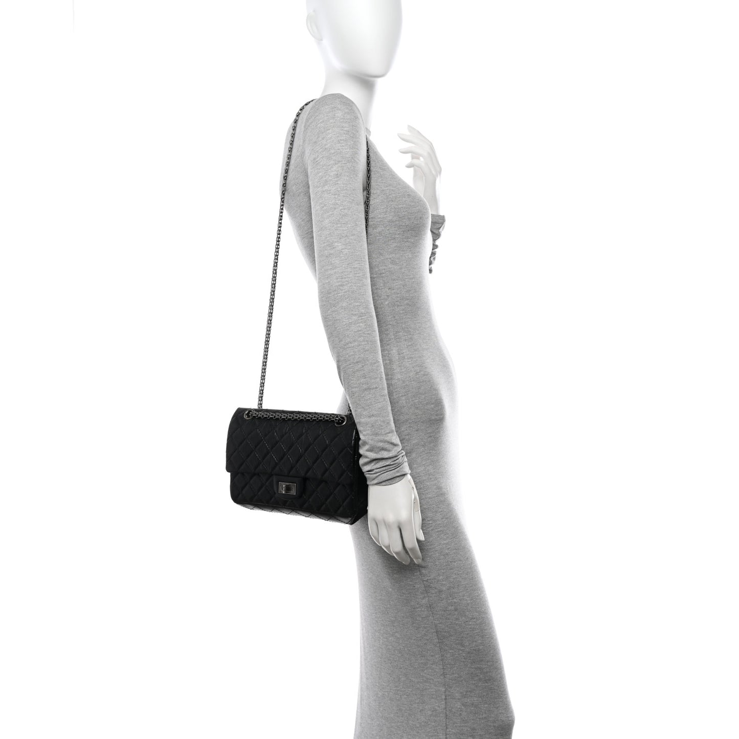 Aged Calfskin Quilted 2.55 Reissue 225 Flap Black