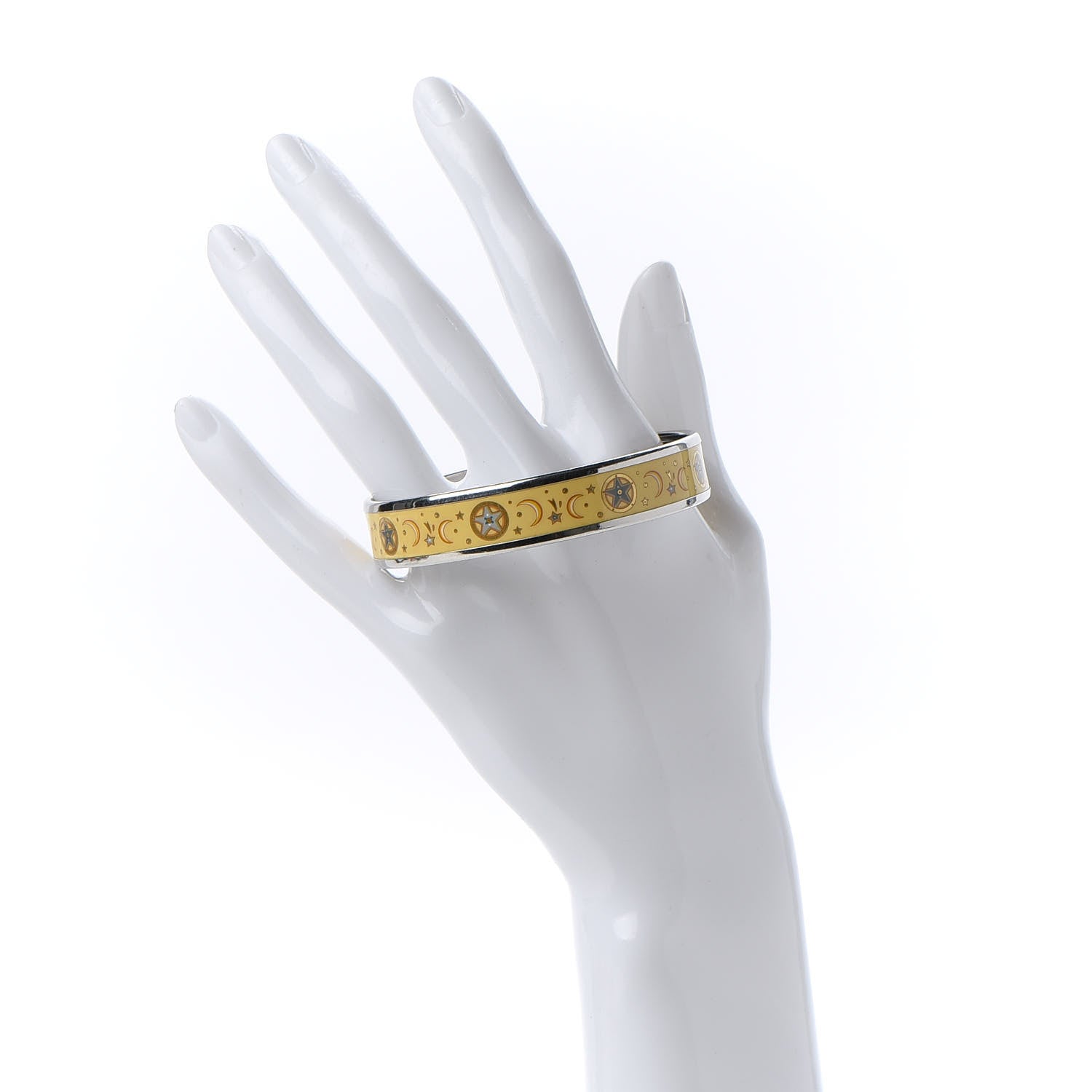 Hermes Enamel Printed Medium Moon Stars Bracelet 70 Yellow 2 of 5