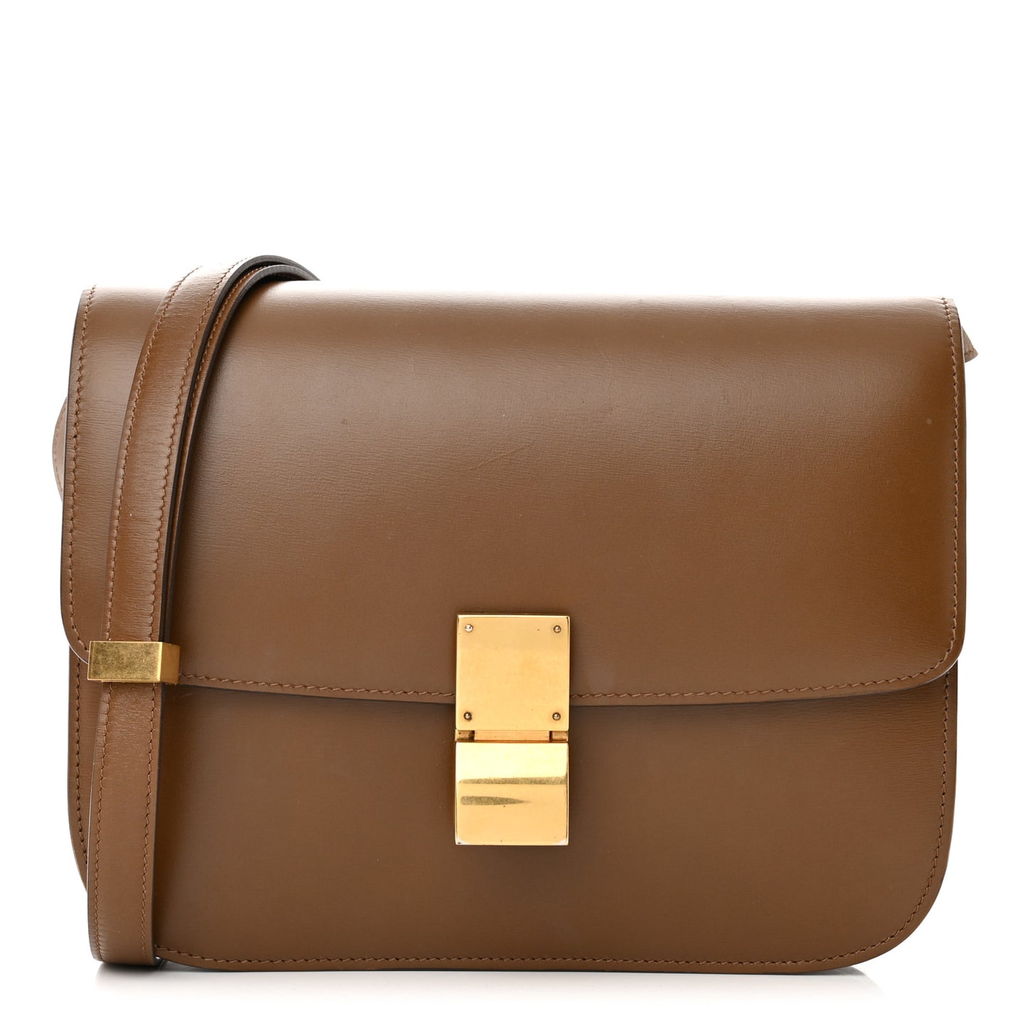 Box Calfskin Medium Classic Box Flap Bag Camel