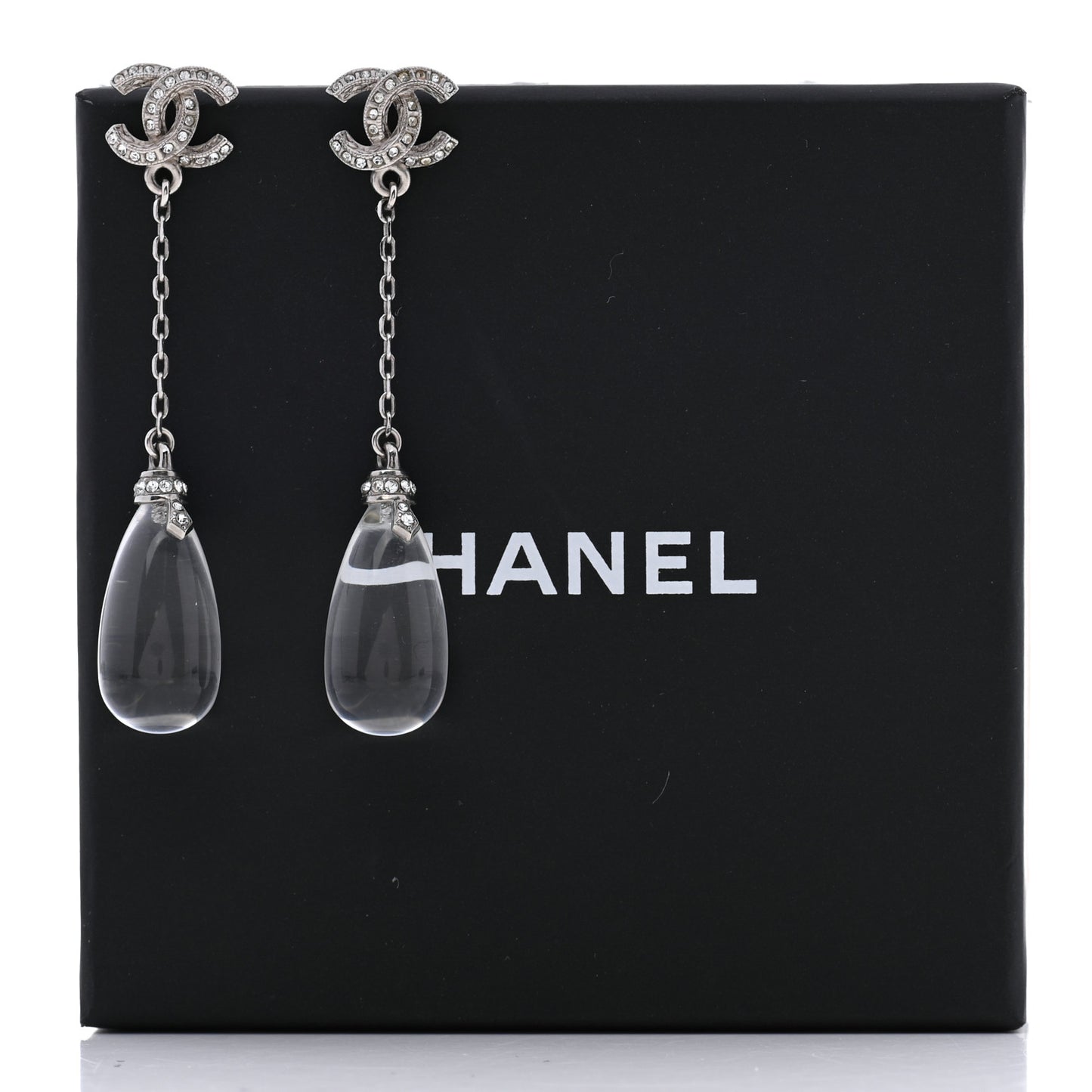 Crystal Resin CC Drop Earrings Silver