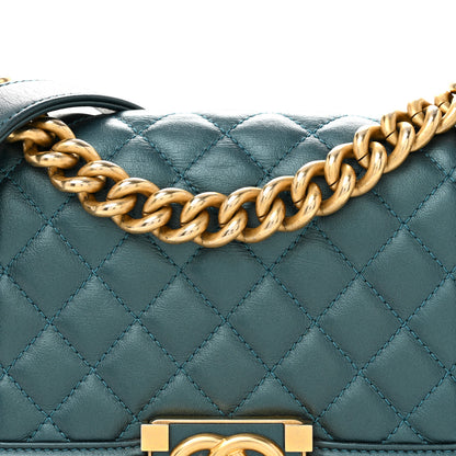 Chanel Metallic Calfskin Quilted Small Boy Flap Blue 8 of 13