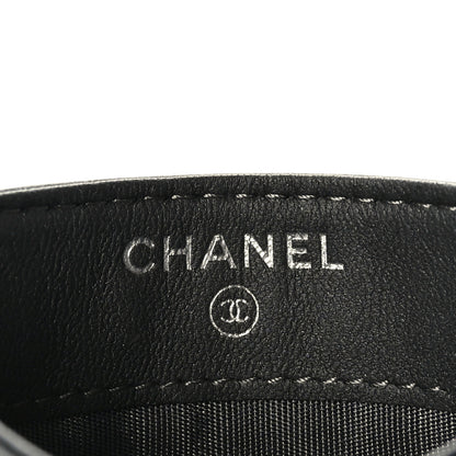 Chanel Lambskin Crystal Camellia Embossed Card Holder Black 5 of 9