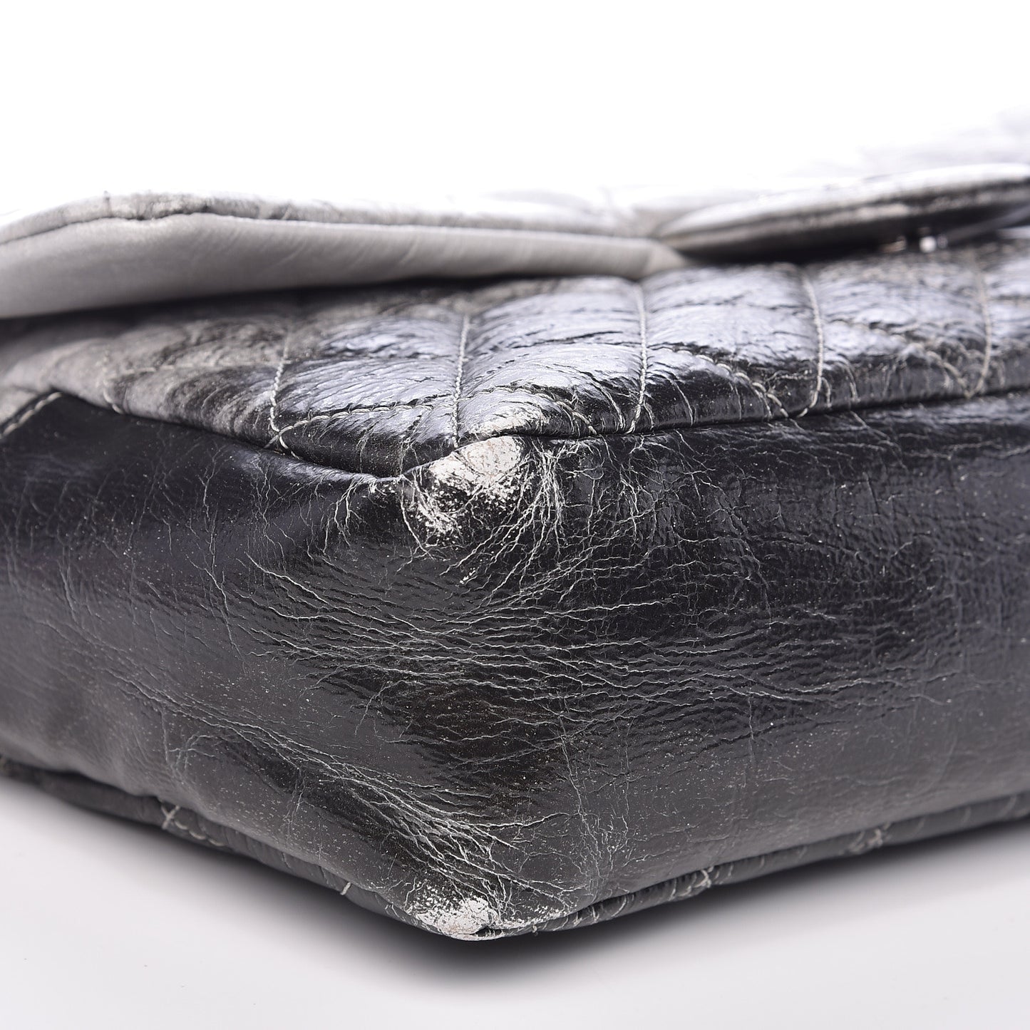 Vinyl Quilted Jumbo Melrose Degrade Flap Black