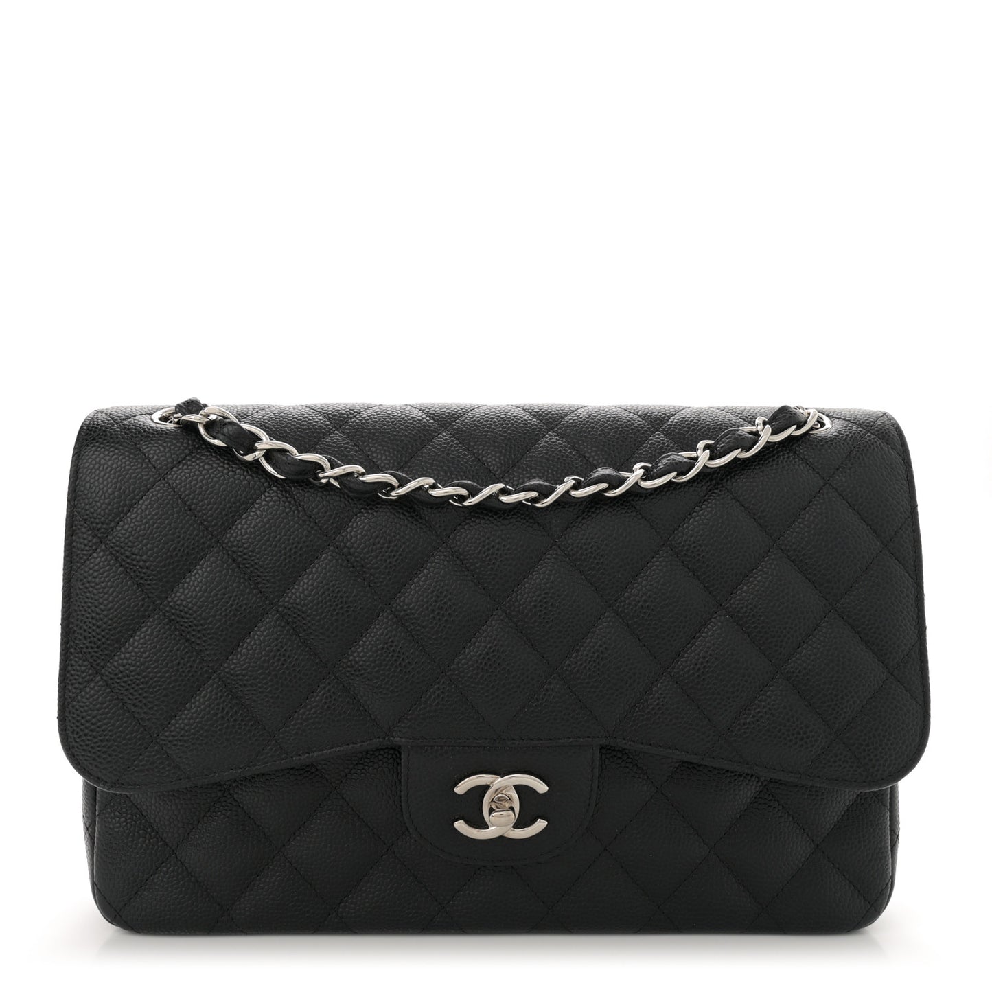 Caviar Quilted Jumbo Double Flap Black
