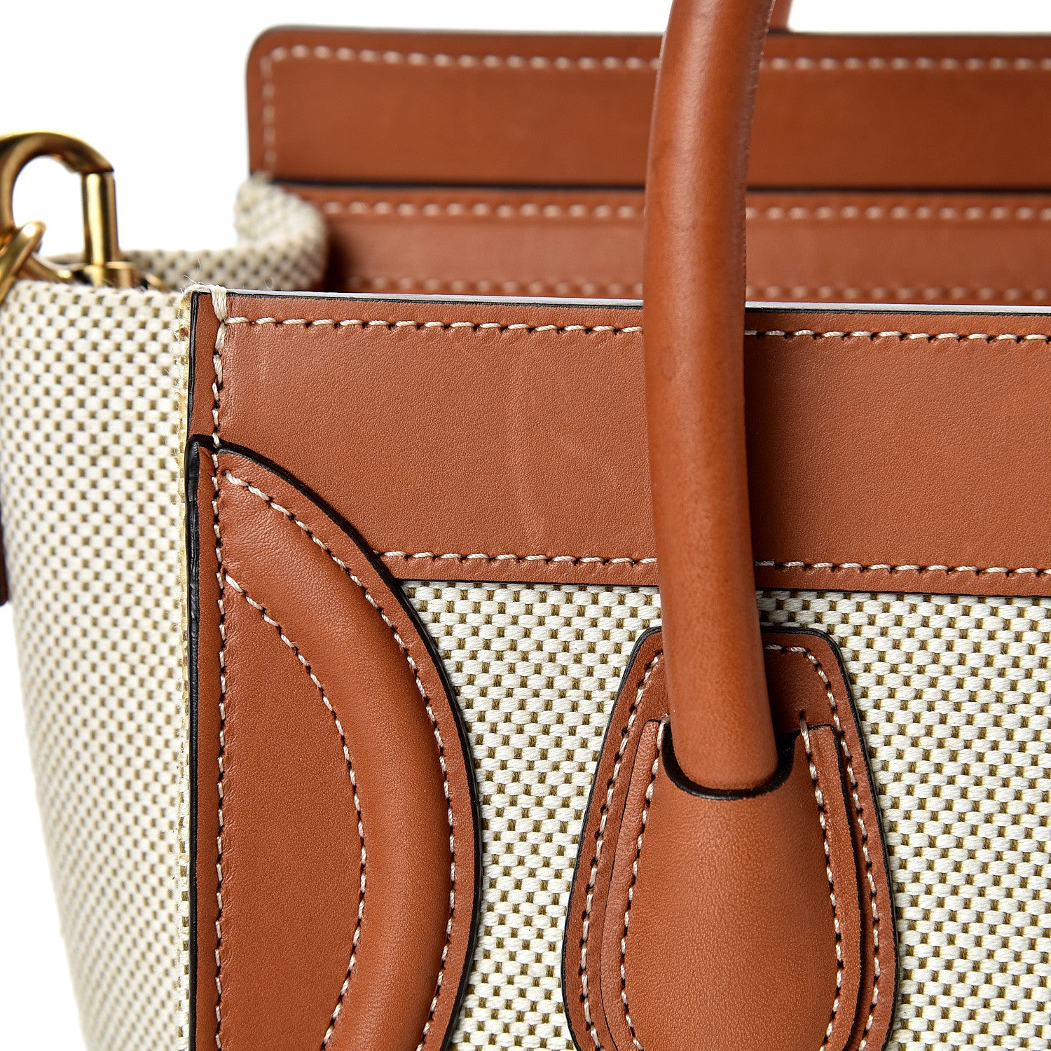 Celine Textile Smooth Calfskin Nano Luggage Tan White 12 of 16