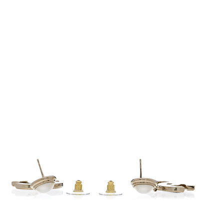 Chanel Pearl Enamel CC Drop Earrings Black 3 of 5