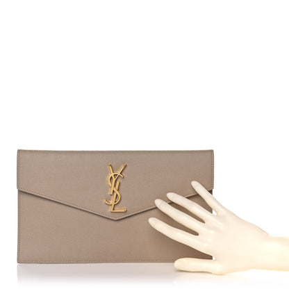 Saint Laurent Grain De Poudre Uptown Pouch Dark Beige 2 of 8