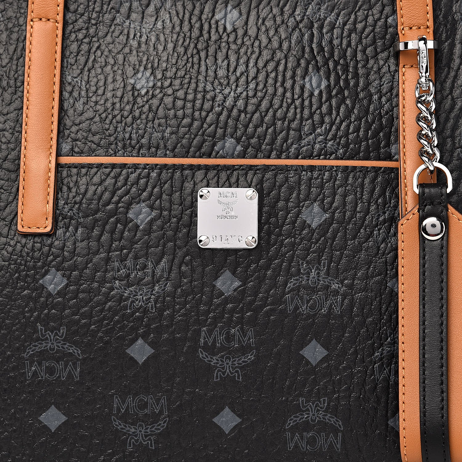 MCM Visetos Medium Anya Shopper Tote Black 9 of 9