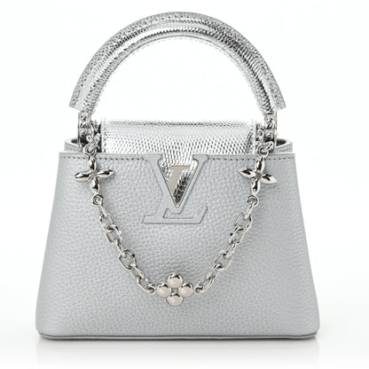 Louis Vuitton Taurillon Lizard Flower Chain Capucines Mini Silver 1 of 9