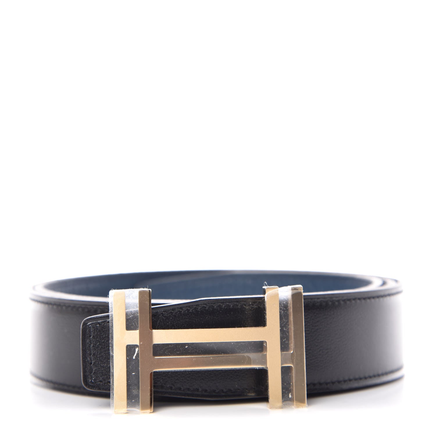 Hermes Box Togo 32mm Au Carre H Belt 90 Black Bleu De Prusse 1 of 6
