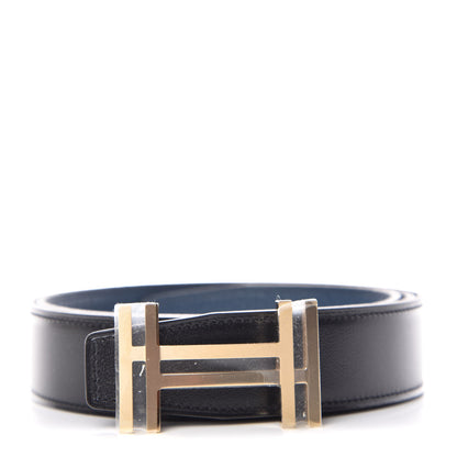 Hermes Box Togo 32mm Au Carre H Belt 90 Black Bleu De Prusse 1 of 6
