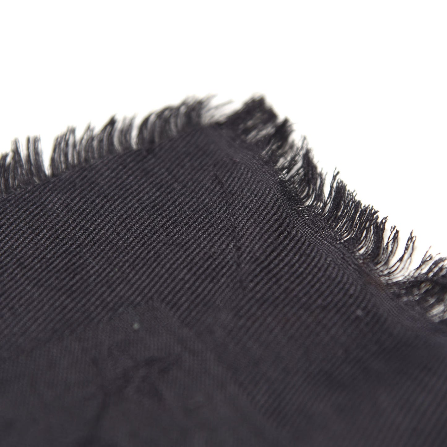 Wool Silk Monogram Shawl Black