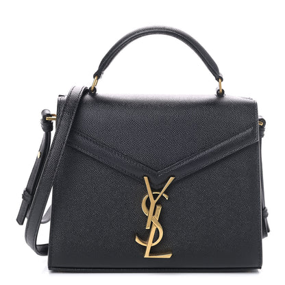 Saint Laurent Grain de Poudre Mini Classic Monogram Cassandra Top Handle Black Rouge Legion 1 of 8