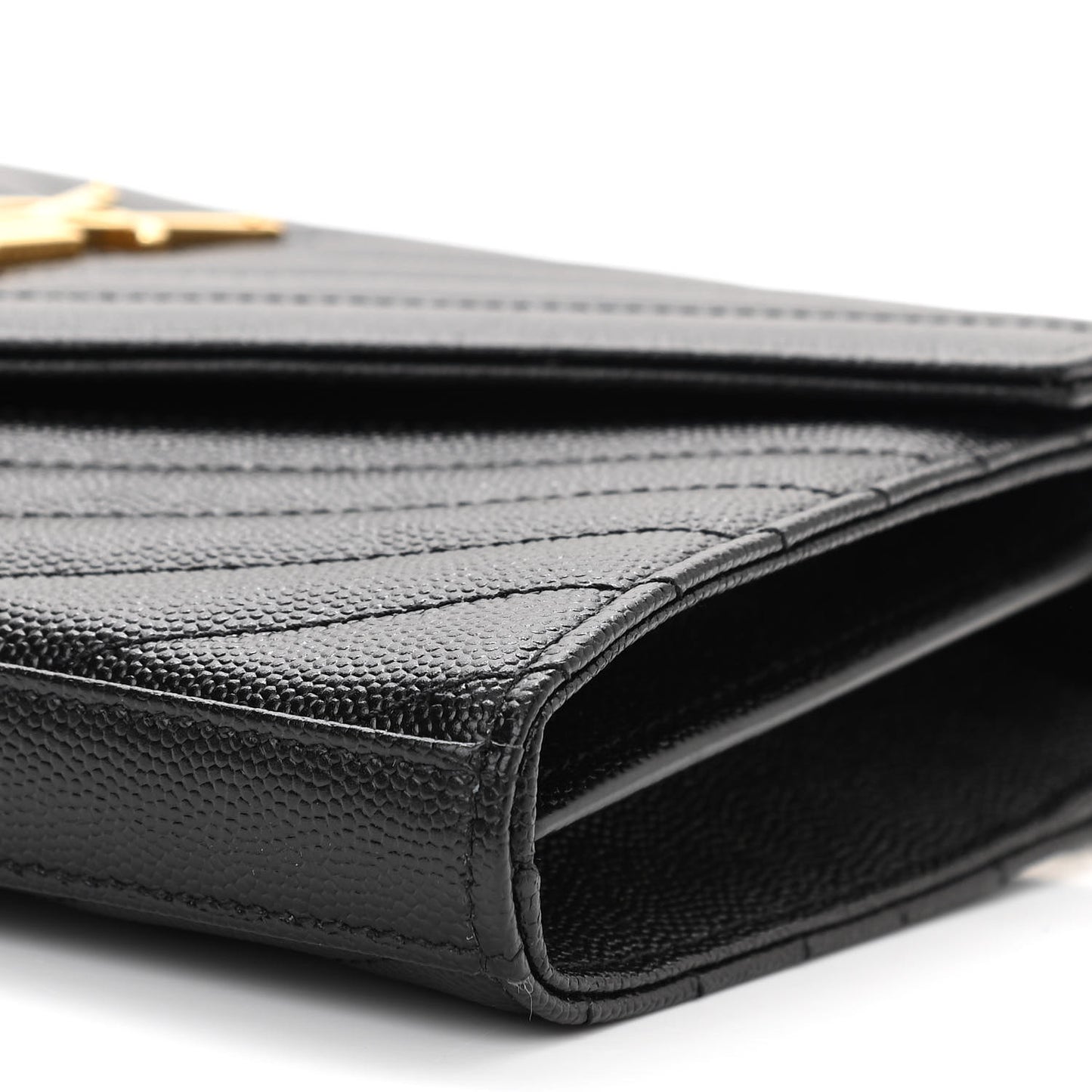 Grain De Poudre Matelasse Chevron Monogram Chain Wallet Black