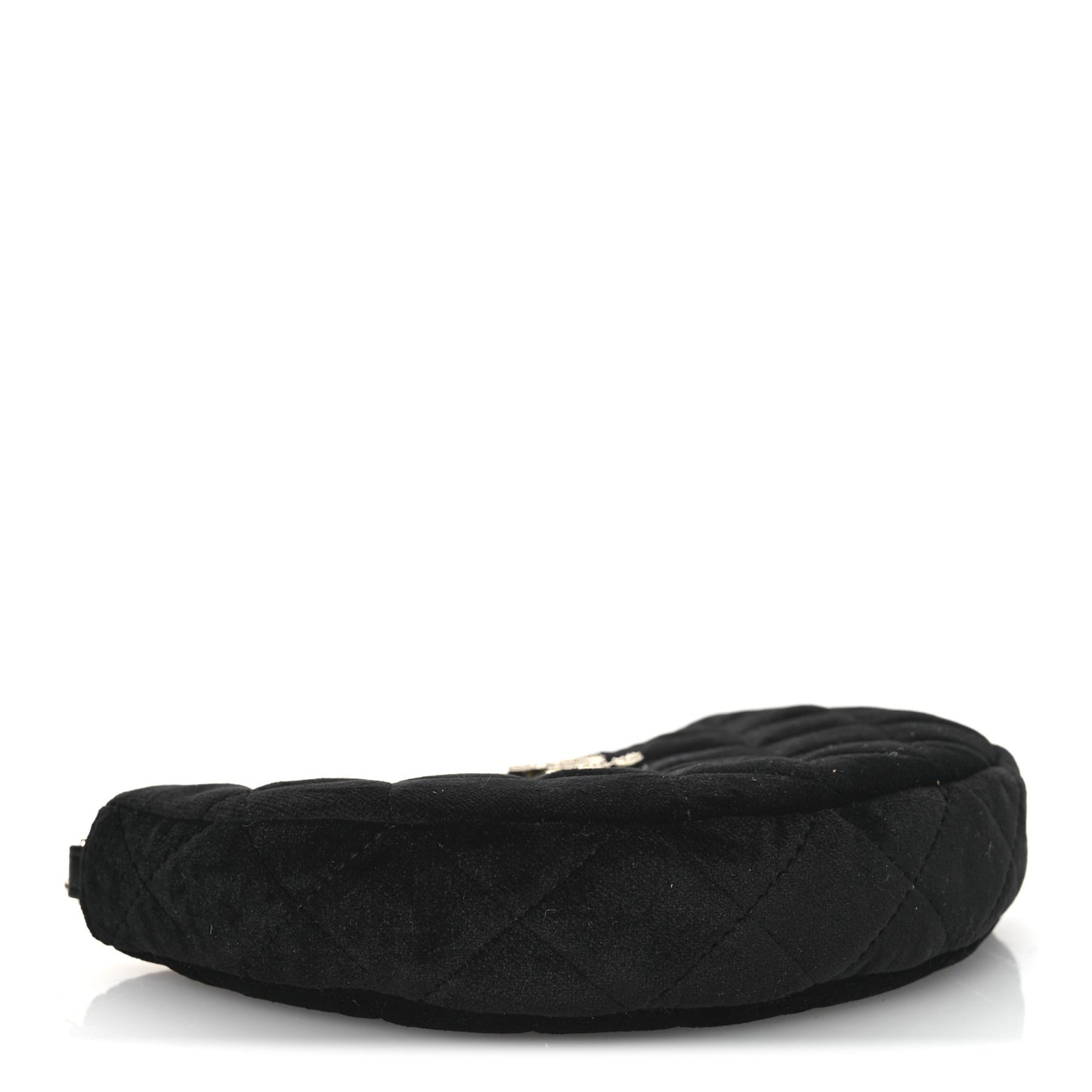 Velvet Crystal Quilted Chain Hobo Black