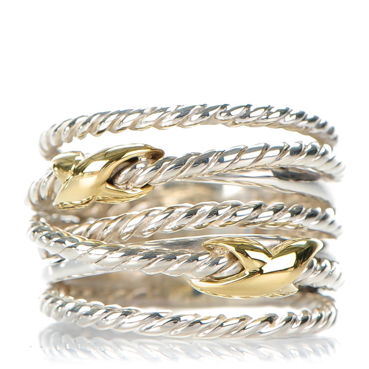 Sterling Silver 18K Yellow Gold Double X Crossover Ring 49 5