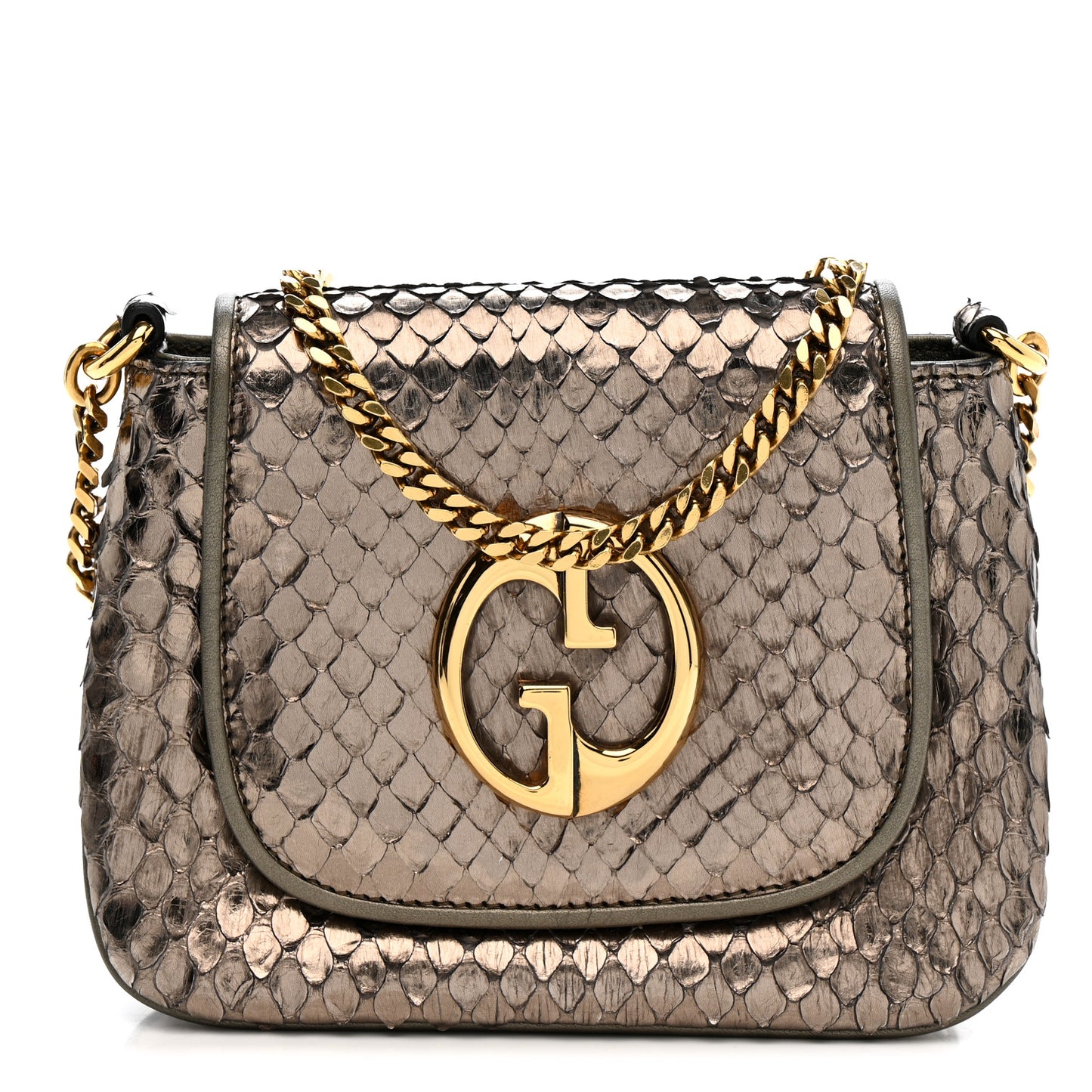 Snakeskin Small 1973 Chain Shoulder Bag Gunmetal