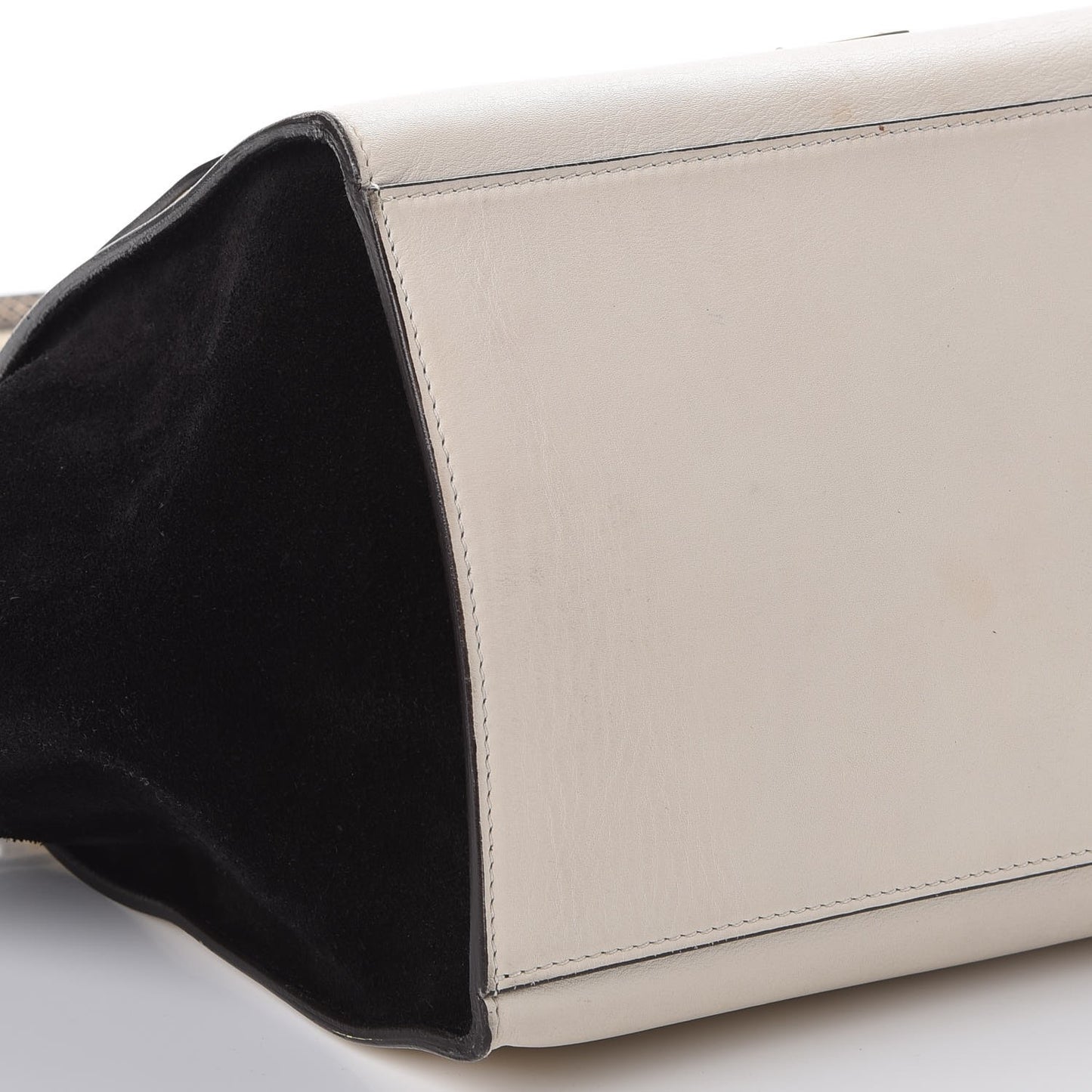 Calfskin Suede Whipsnake Medium Trapeze Black White