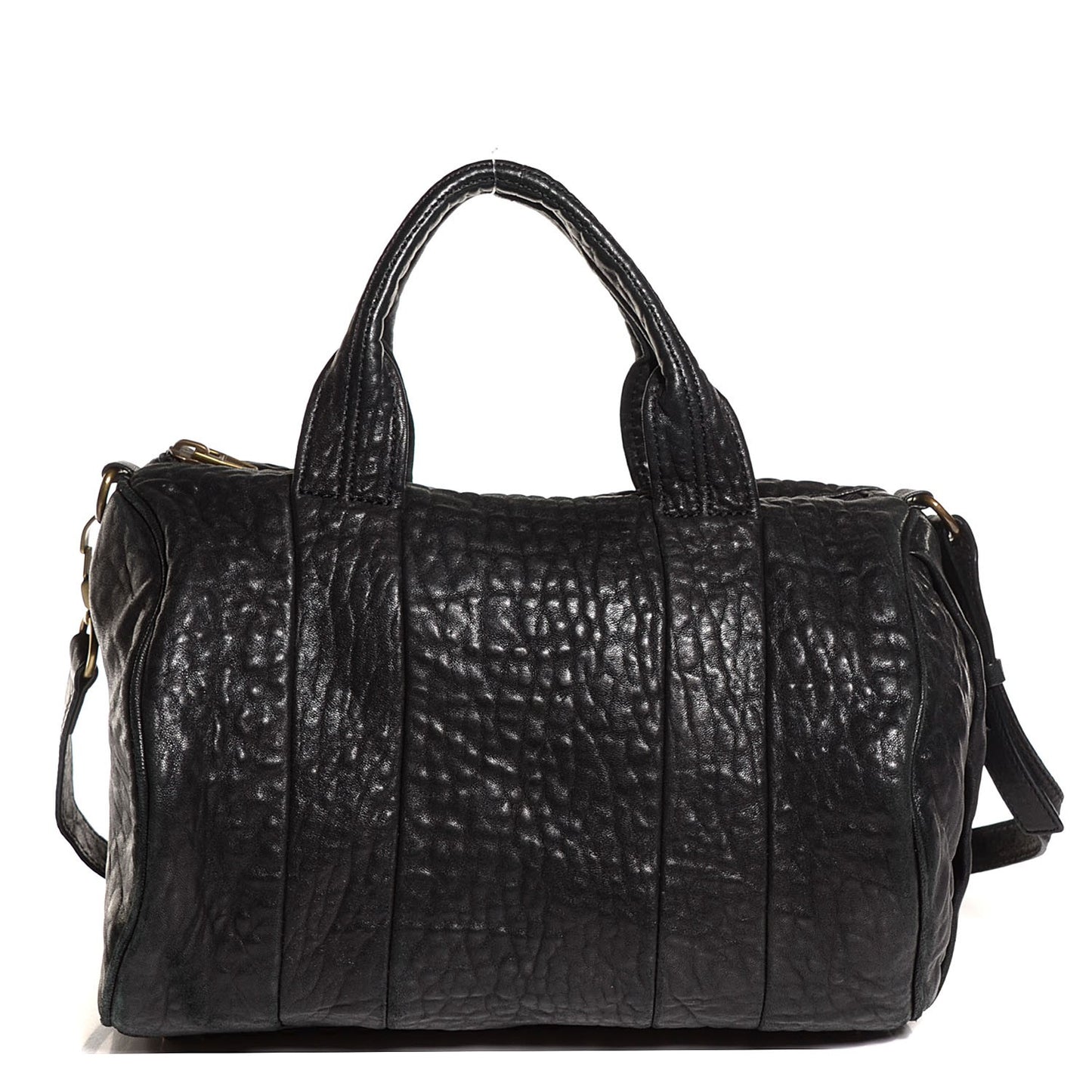 Pebbled Lambskin Rocco Black Antique Brass Hardware