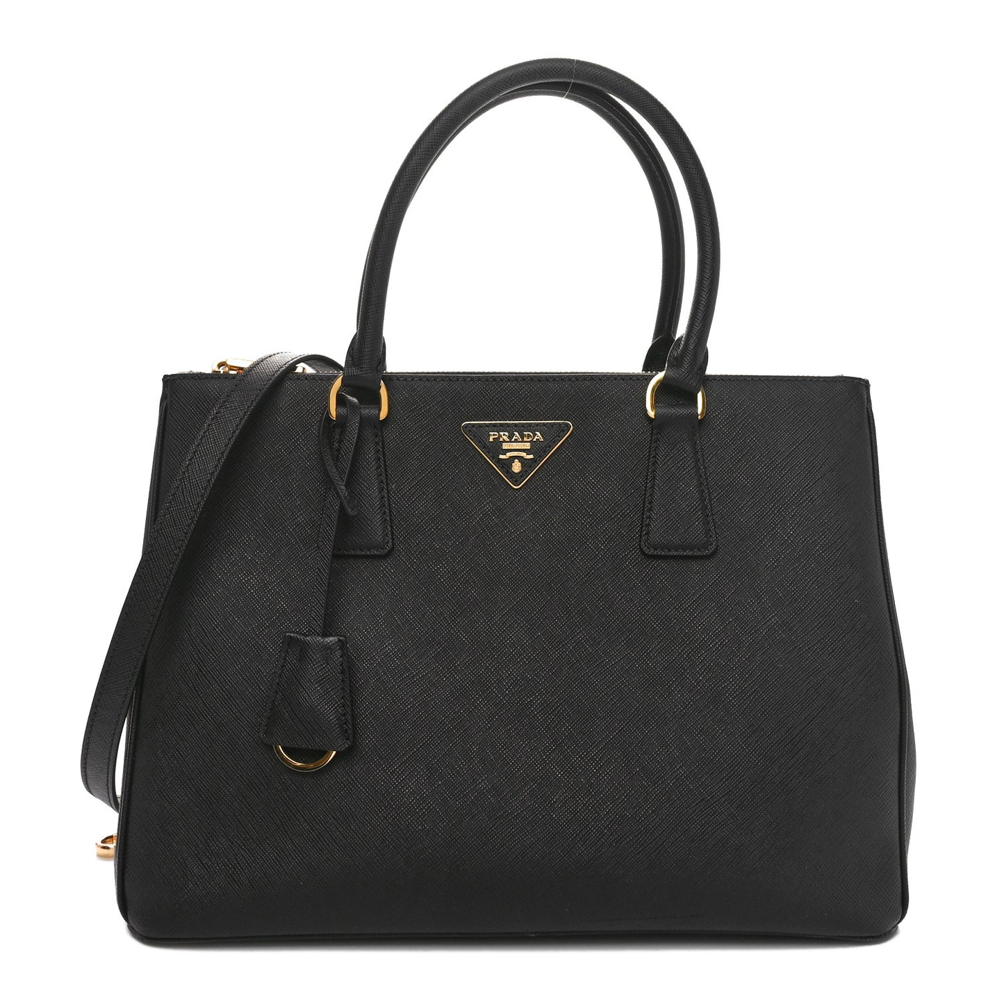 Saffiano Lux Large Galleria Double Zip Tote Black