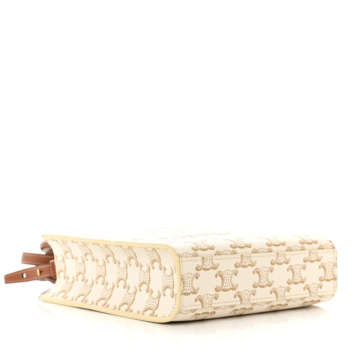 Triomphe Canvas Calfskin Mini Vertical Cabas White