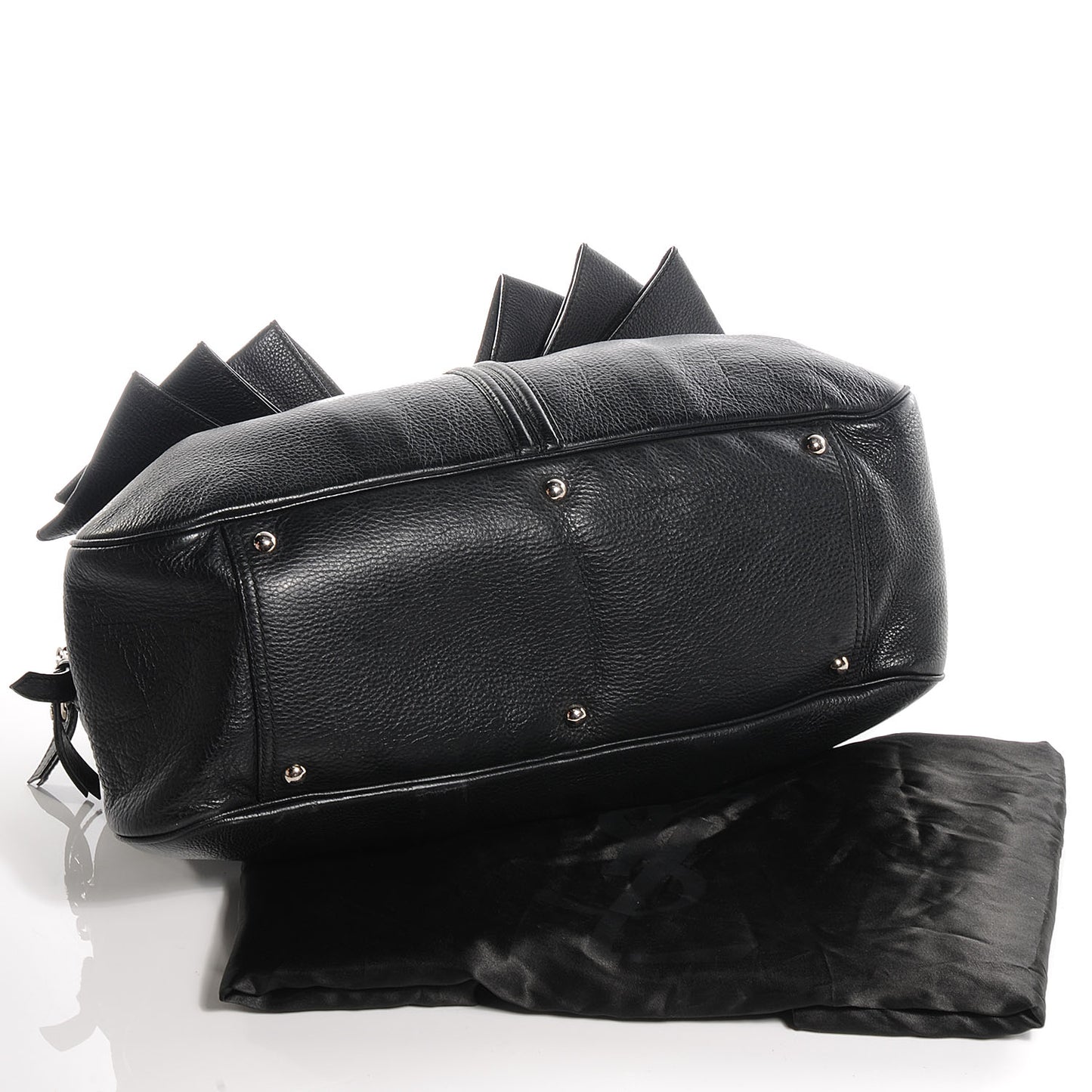 Pebbled Leather Large Y Bow Tote Black