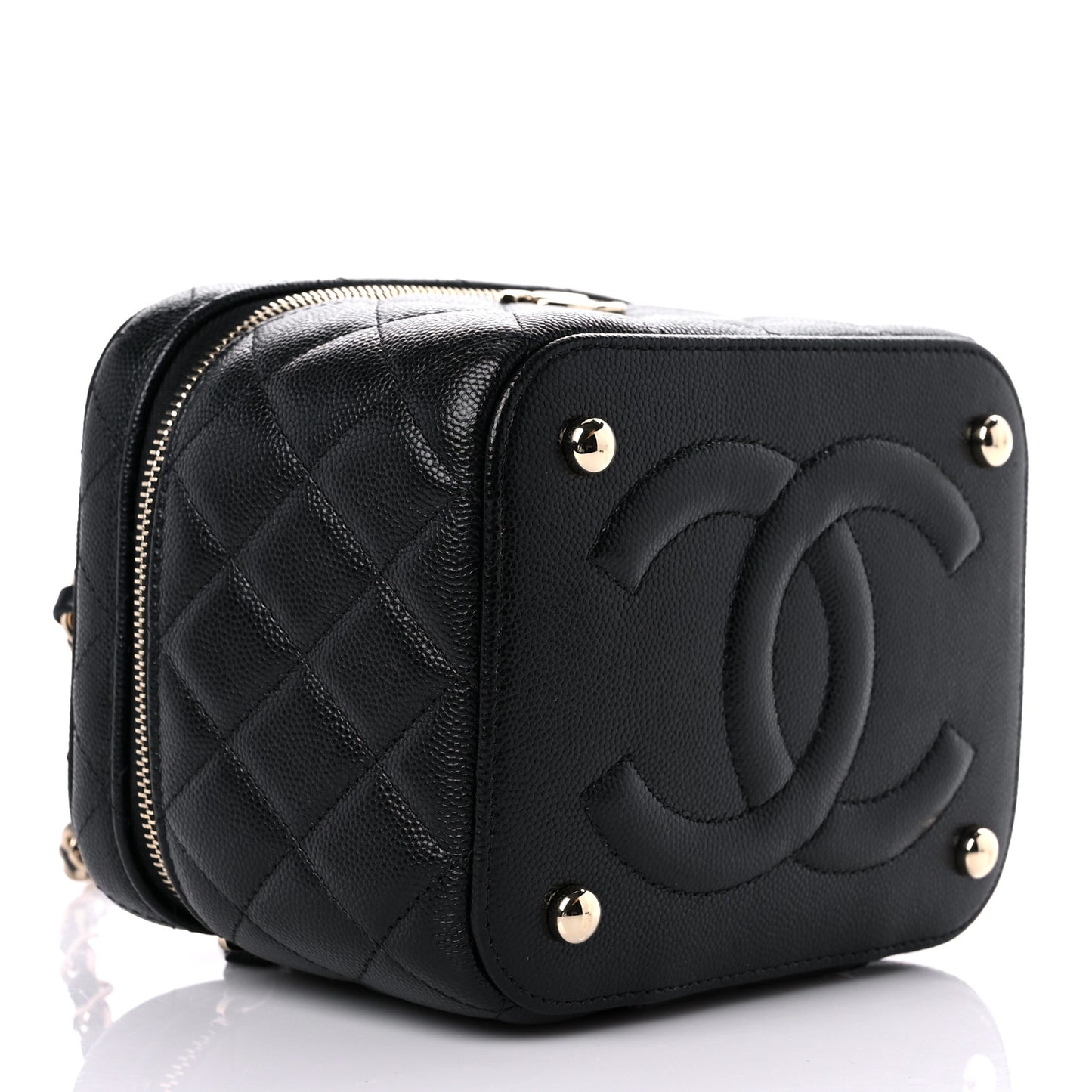 Caviar Quilted Small CC Vanity Case Black