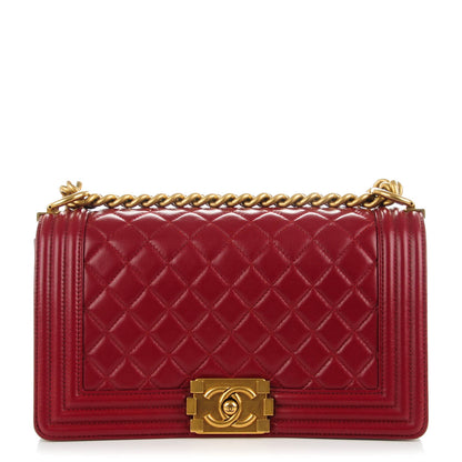 Chanel Lambskin Quilted Medium Boy Flap Dark Red 1 of 9