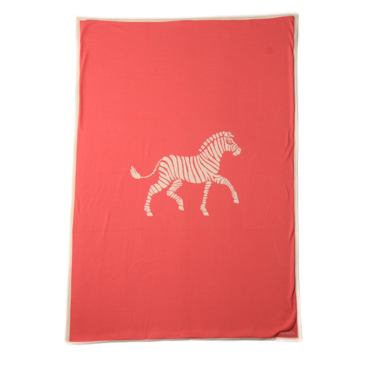 Hermes Cotton Knitted Zebra Colorama Baby Blanket Corail 2 of 5