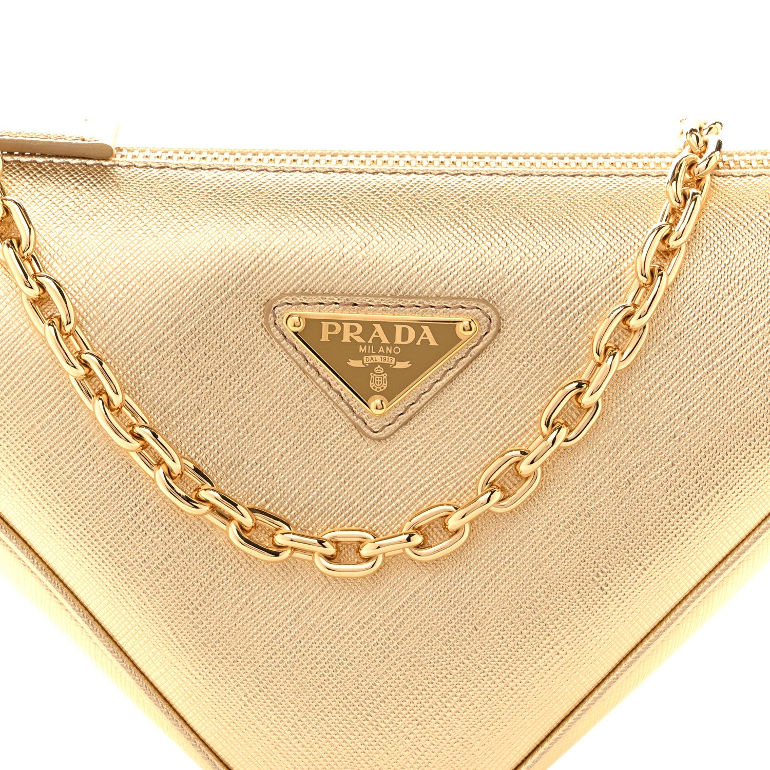 Prada Saffiano Lux Triangle Shoulder Bag Platino 1878872