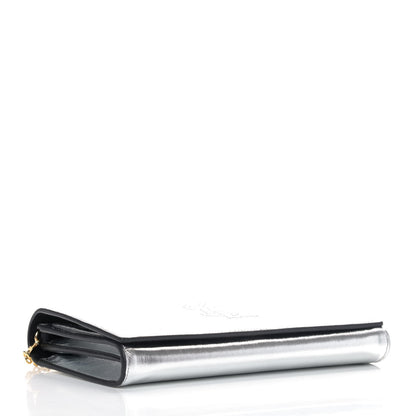 Saint Laurent Metallic Calfskin Monogram Belle de Jour Chain Clutch Silver 3 of 4