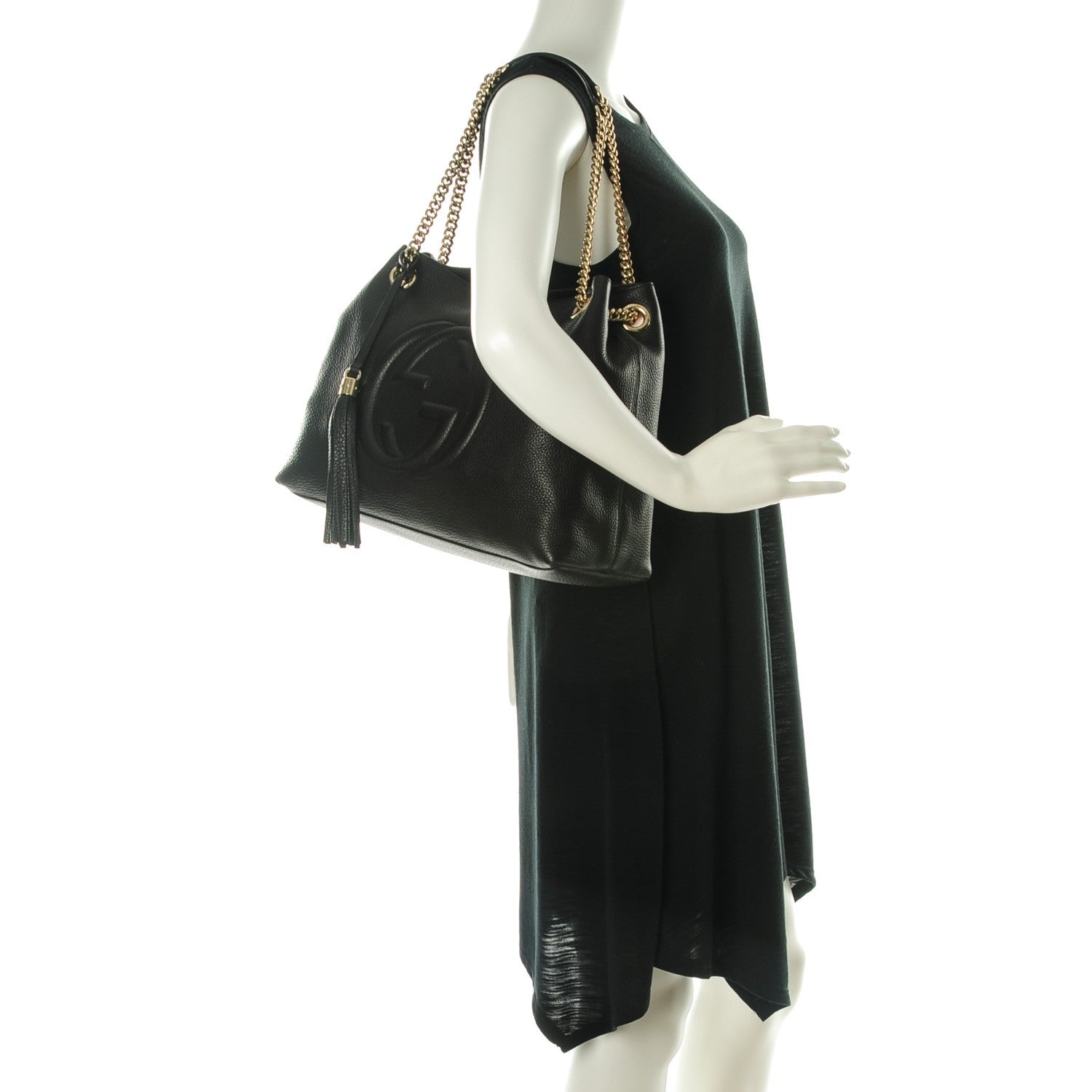 Gucci Pebbled Calfskin Medium Soho Chain Shoulder Bag Black 2 of 7