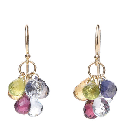 Tiffany 18K Yellow Gold Iolite Aquamarine Pink Tourmaline Citrine Rainbow Briolette Earrings 1 of 4