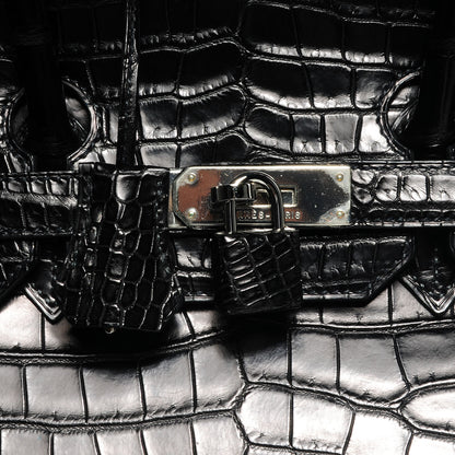 Hermes Matte Porosus Crocodile Birkin 35 Black 9 of 10