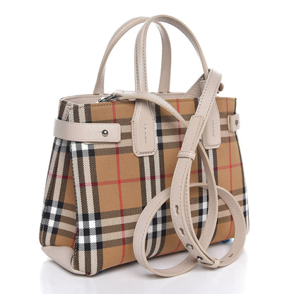 Burberry Goatskin Vintage Check Small Banner Tote Limestone 4 of 8