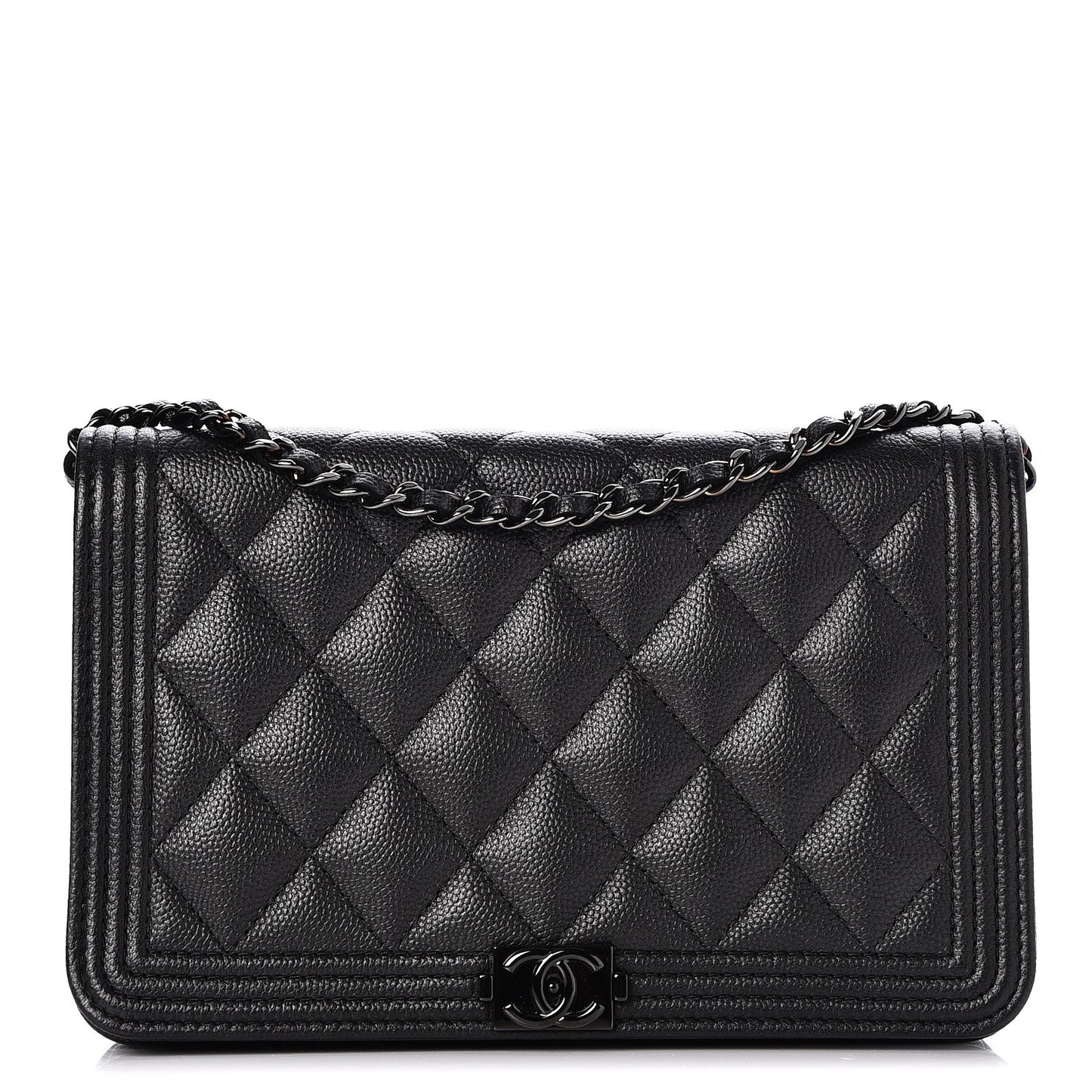 Caviar Quilted Boy Wallet On Chain WOC So Black