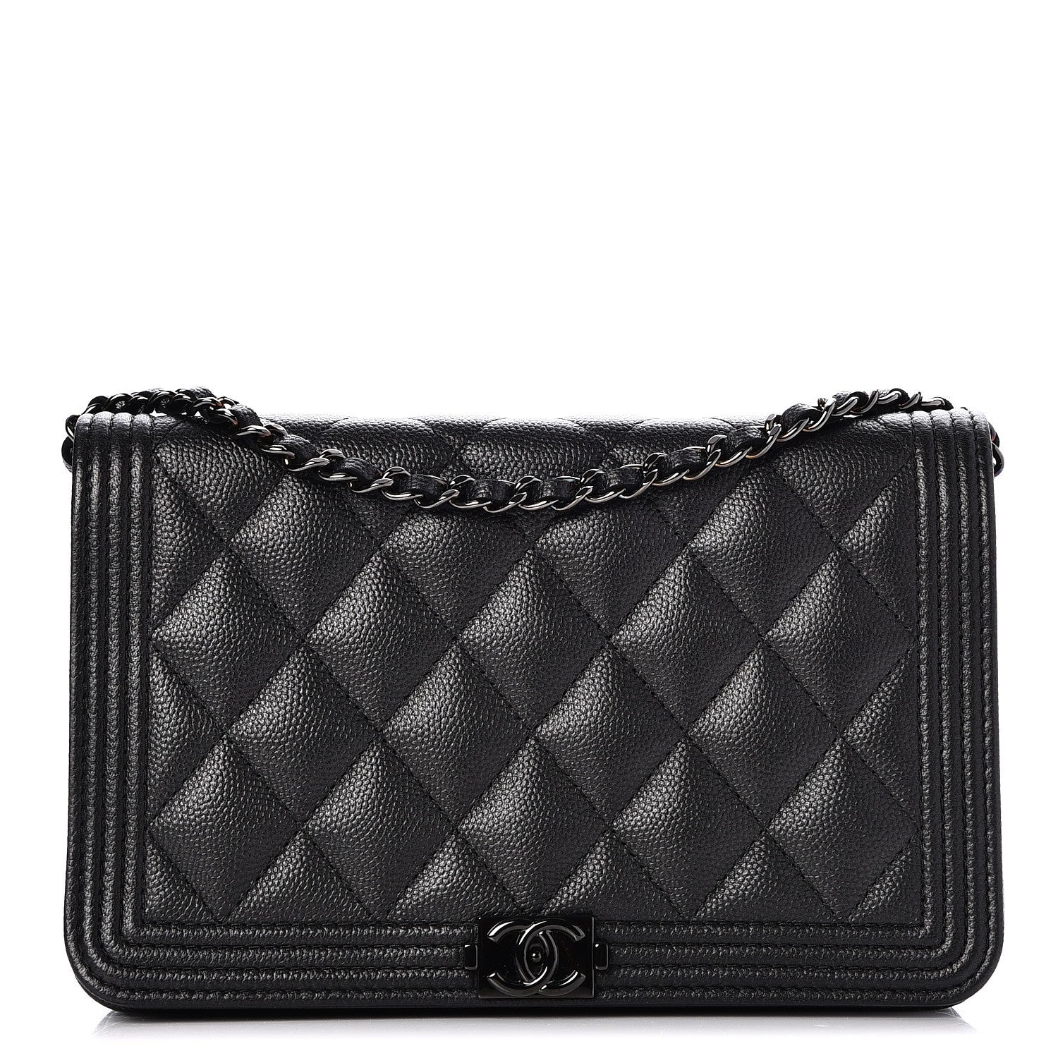 Chanel Caviar Quilted Boy Wallet On Chain WOC So Black 1 of 9