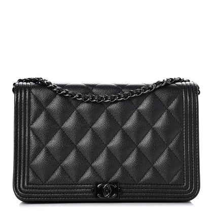 Chanel Caviar Quilted Boy Wallet On Chain WOC So Black 1 of 9