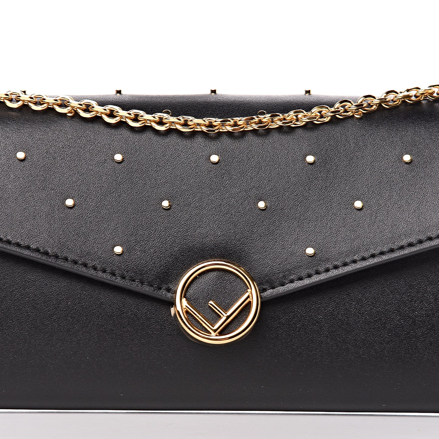 Vitello Liberty F is Studded Continental Envelope Wallet On Chain Black