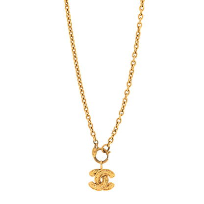 Chanel Metal Quilted CC Pendant Chain Necklace Gold 1 of 4