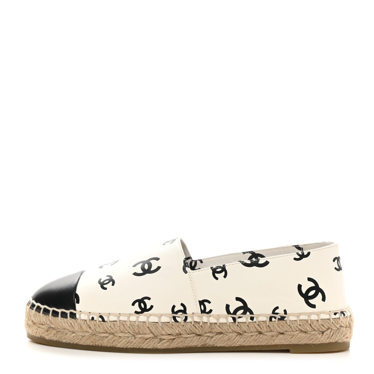 Lambskin Printed CC Espadrilles 38 White Black