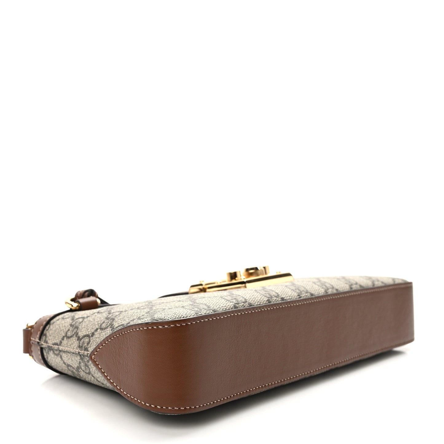 GG Supreme Monogram Calfskin Small Padlock Chain Shoulder Bag Beige Ebony Brown Sugar