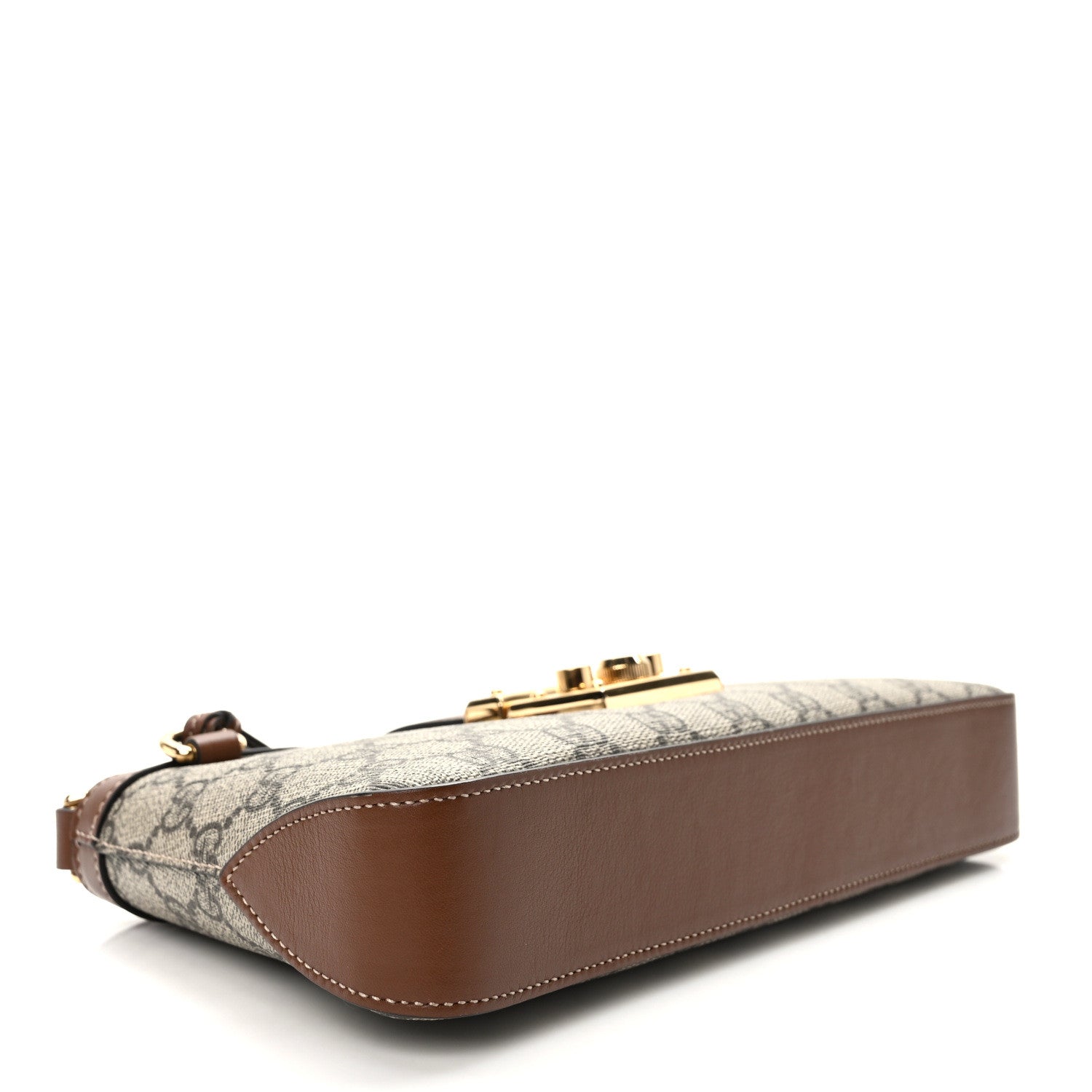Gucci GG Supreme Monogram Calfskin Small Padlock Chain Shoulder Bag Beige Ebony Brown Sugar 4 of 11