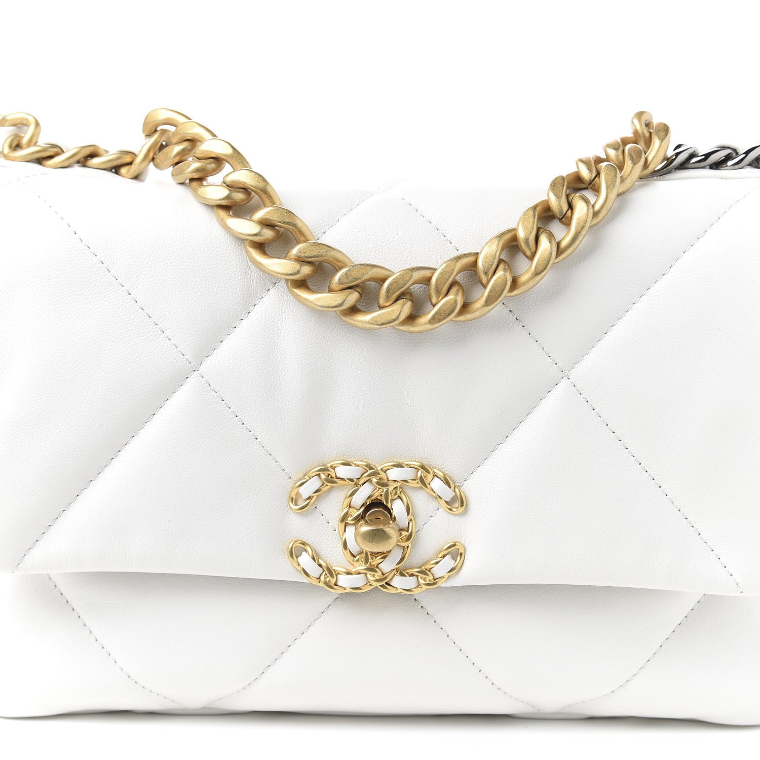Chanel Goatskin Quilted Medium 19 Flap White 7 of 9